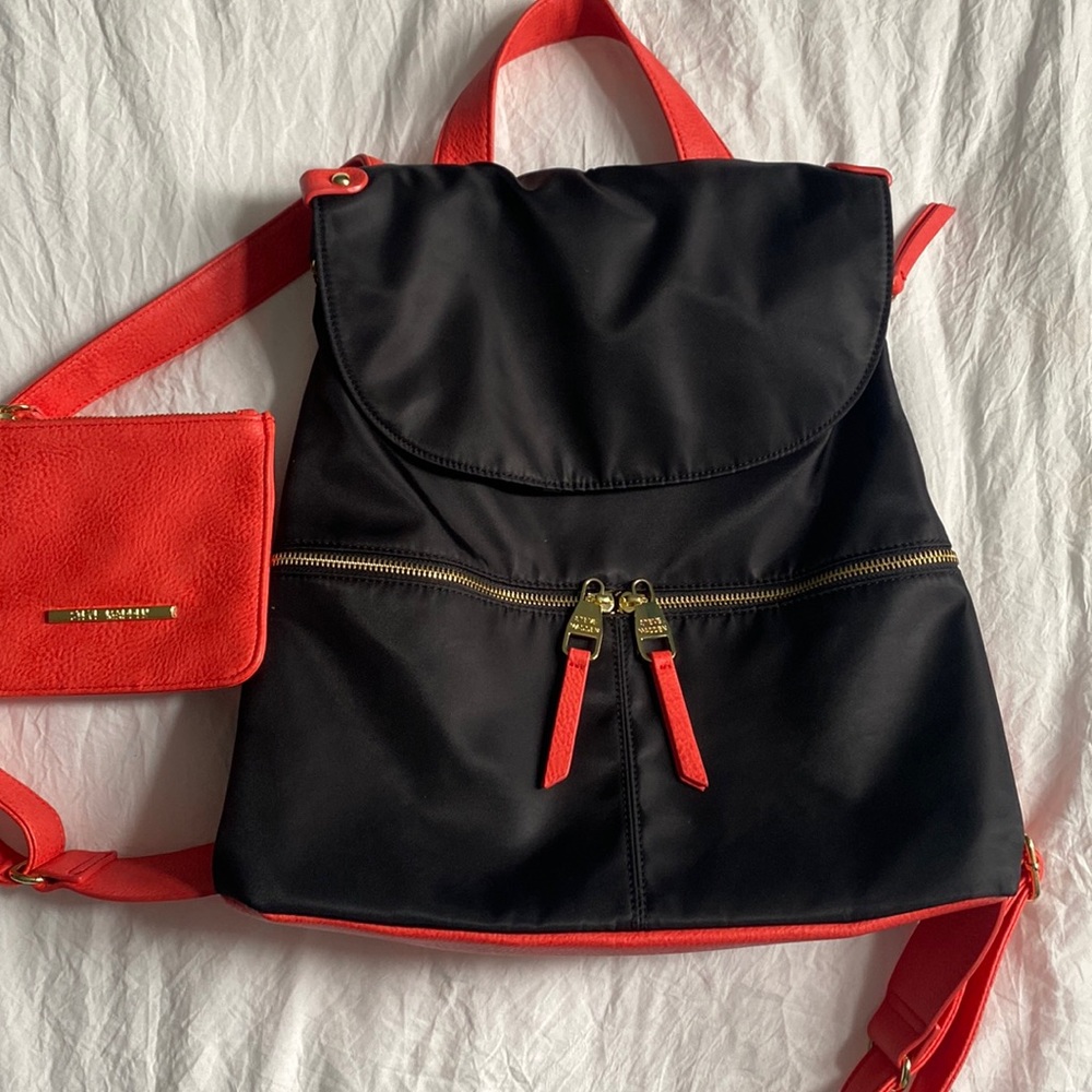 Steve Madden Back pack Nylon Black with Red Trim